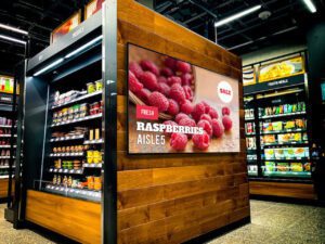 Innovative LED screen for supermarket shelfes provided by the top LED screen supplier in Dubai