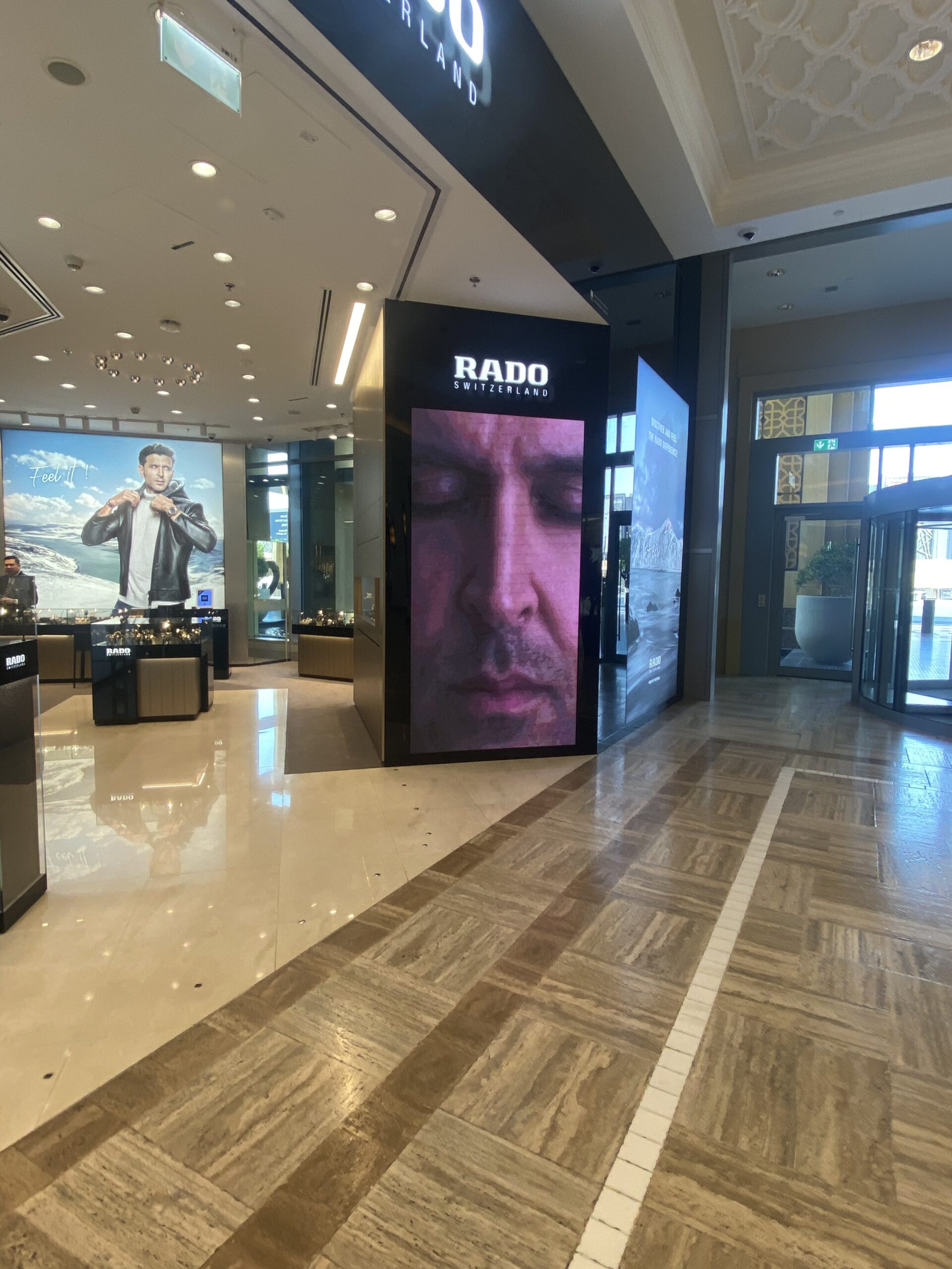 Rado retail shop LED screen installed by best indoor LED screen supplier in UAE