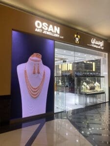 Elegant LED screen display for jewelry shops provided by the premier LED screen supplier in Dubai.