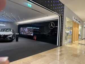 Vibrant indoor LED screen at Mercedes dealership by trusted LED screen supplier in Dubai
