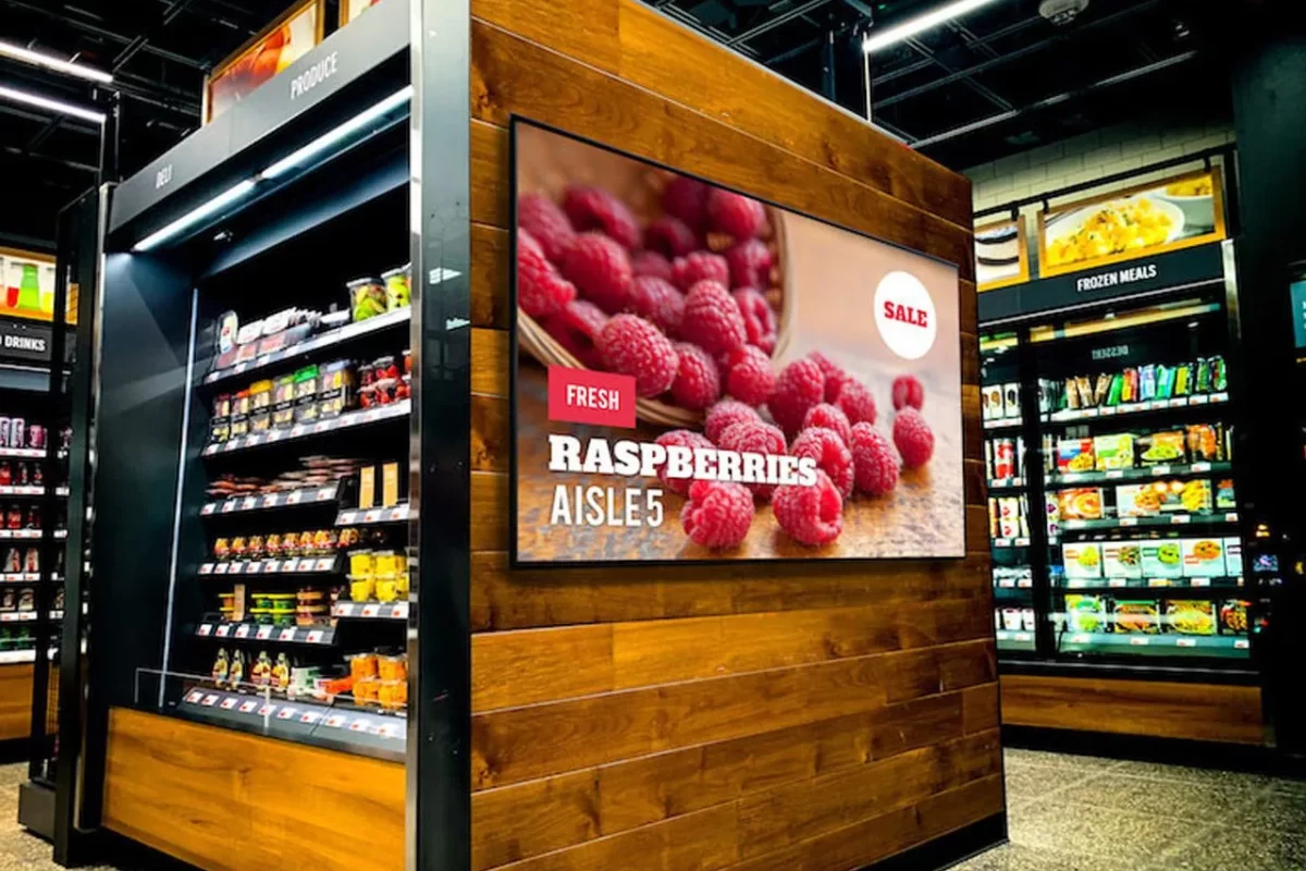 Innovative LED screen for supermarket shelfes provided by the top LED screen supplier in Dubai